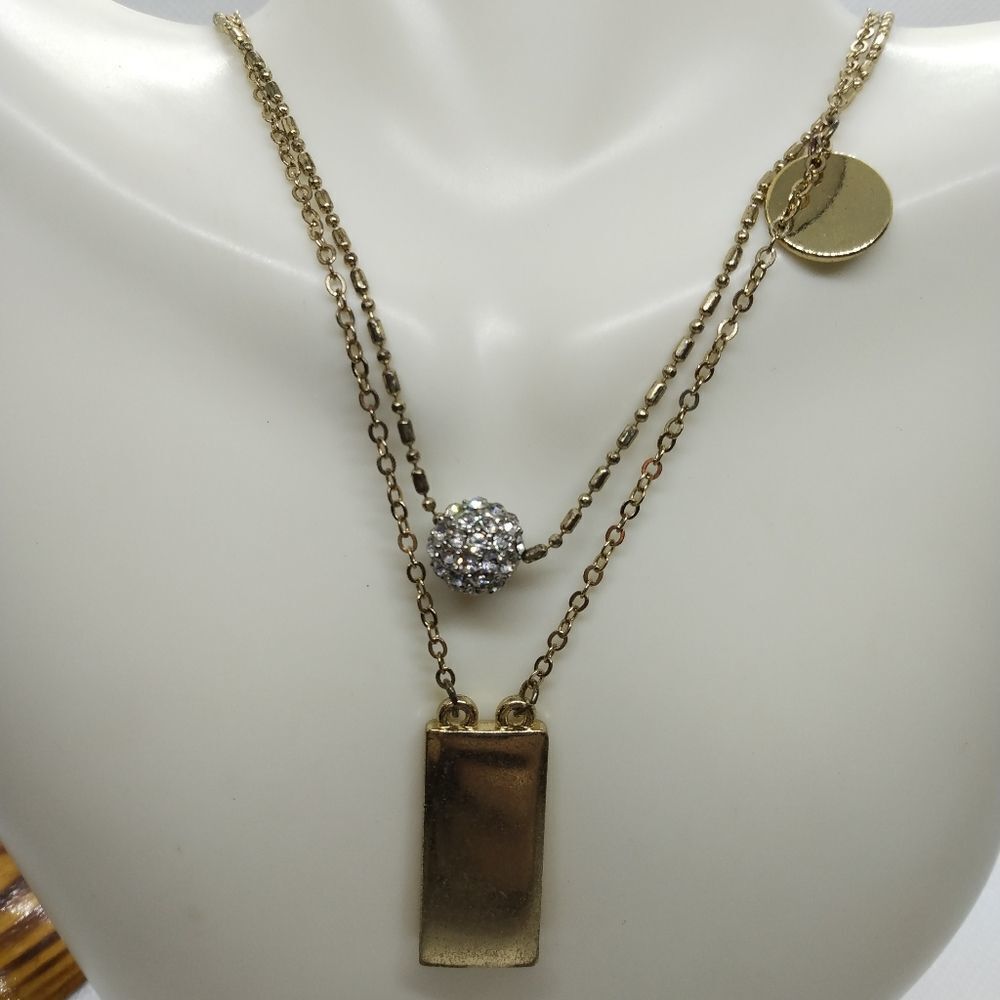 Chicos gold ball‎ crystal necklace